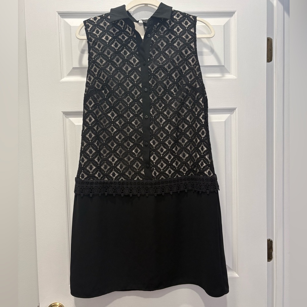 Chic Black Geometric Pattern Mini Dress